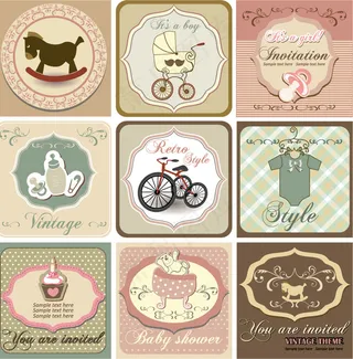 婴儿用品标签矢量素材