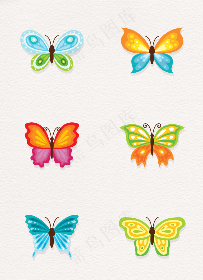 卡通彩色蝴蝶矢量图