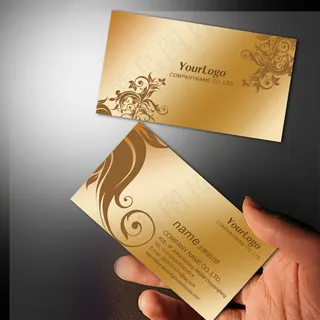 金色典雅 高级商务名片PSD模板下...