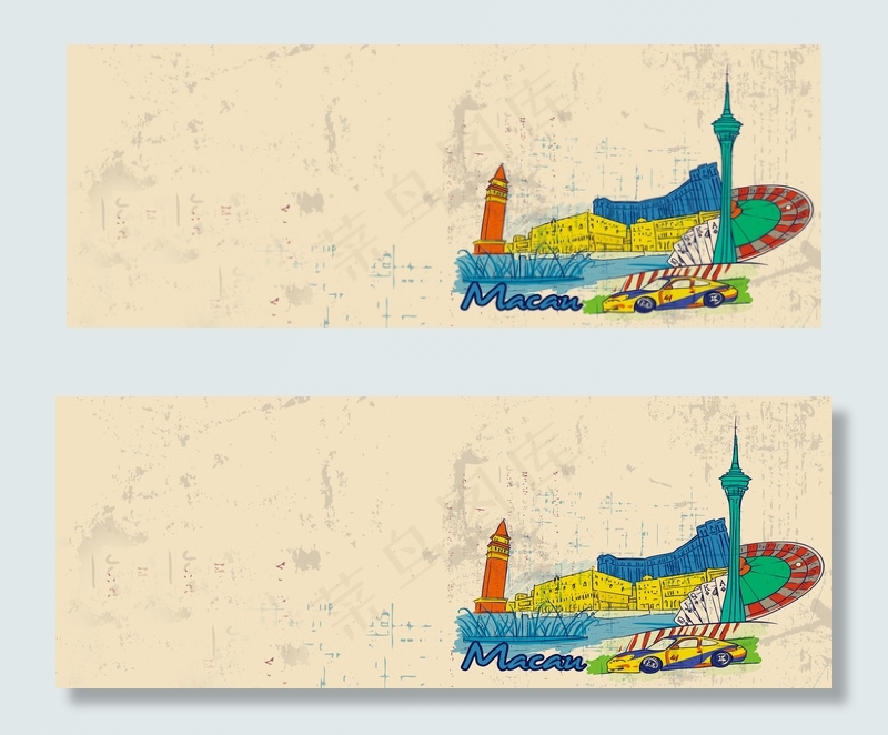 涂污怀旧水彩画背景banner　