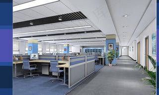 开放式办公区效果图3d模型有贴图图...