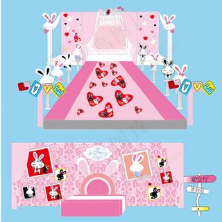 粉色兔子婚礼背景