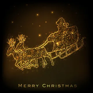 金色光点圣诞马车矢量素材