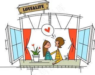 窗台上谈情说爱