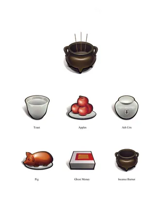 清明节拜祭物品矢量素材