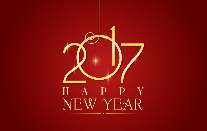 红色背景金色新年2017文字