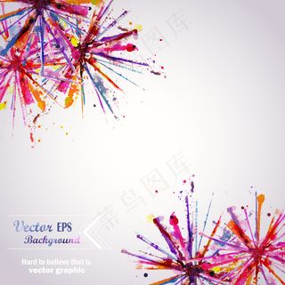 摘要手绘水彩背景烟花