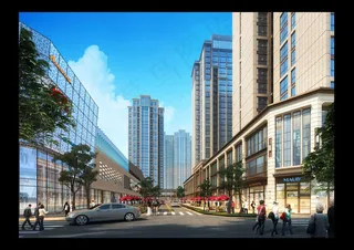 步行街效果图图片