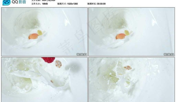 牛奶水果视频实拍素材图片