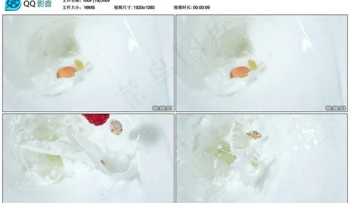 牛奶水果视频实拍素材图片