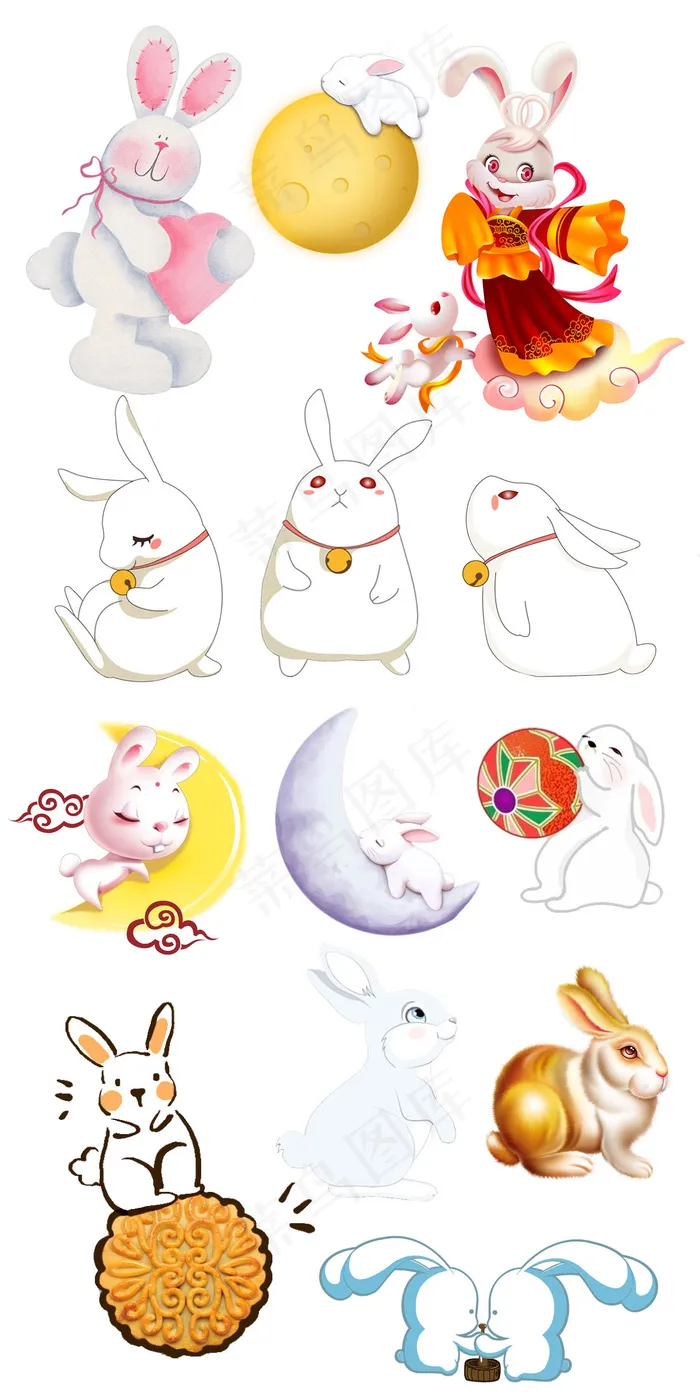 中秋卡通兔子促销淘宝装饰素材psd模版下载