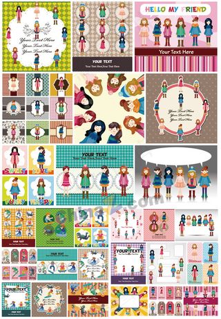 卡通人物贴图矢量图下载