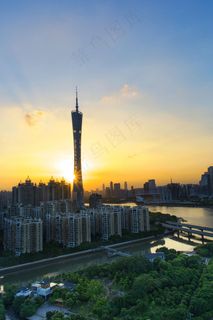 广州塔晚霞图片