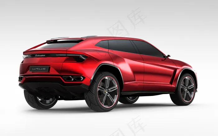 红色 兰博基尼 车尾右侧面特写