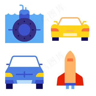 可爱交通工具icon图标