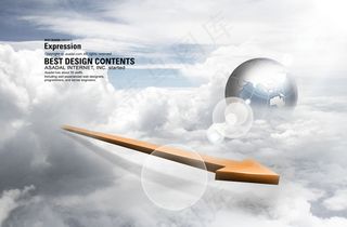 立体箭头与地球图片