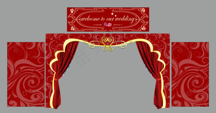 浪漫玫瑰婚礼展板背景门