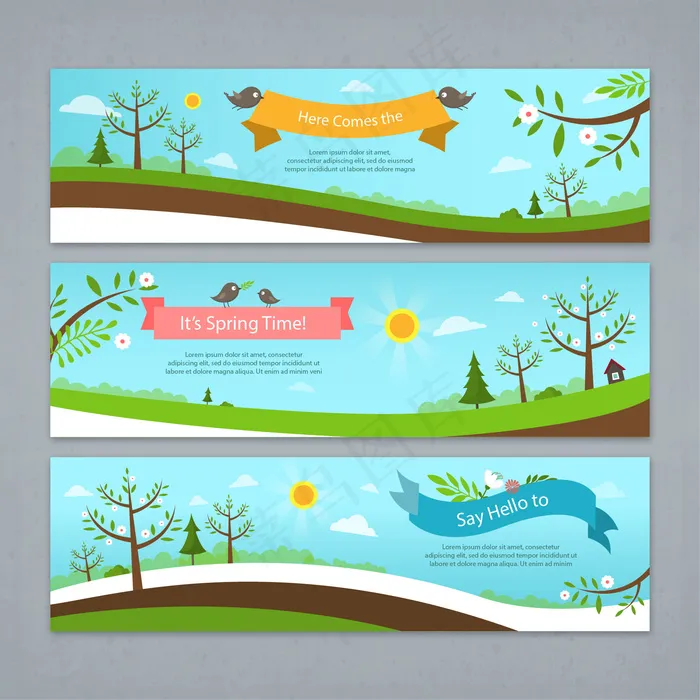 手绘春天矢量背景