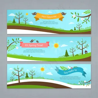 手绘春天矢量背景