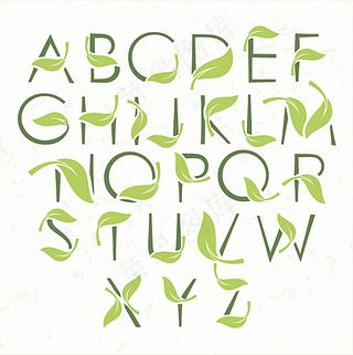 矢量树叶环保字体设计