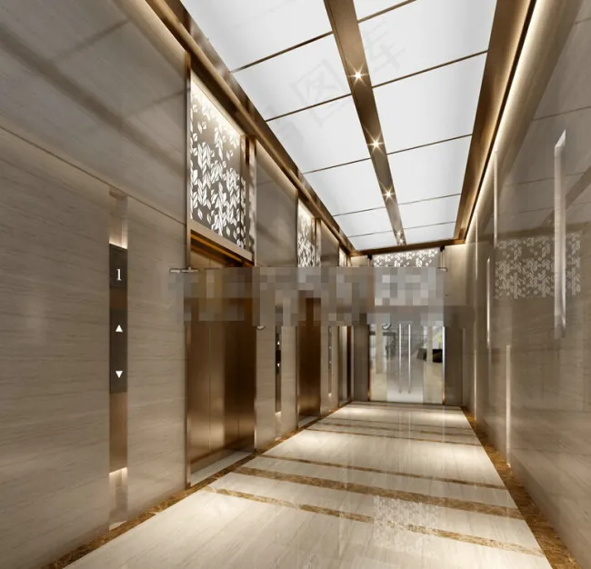 室内设计酒店电梯间设计模板下载
