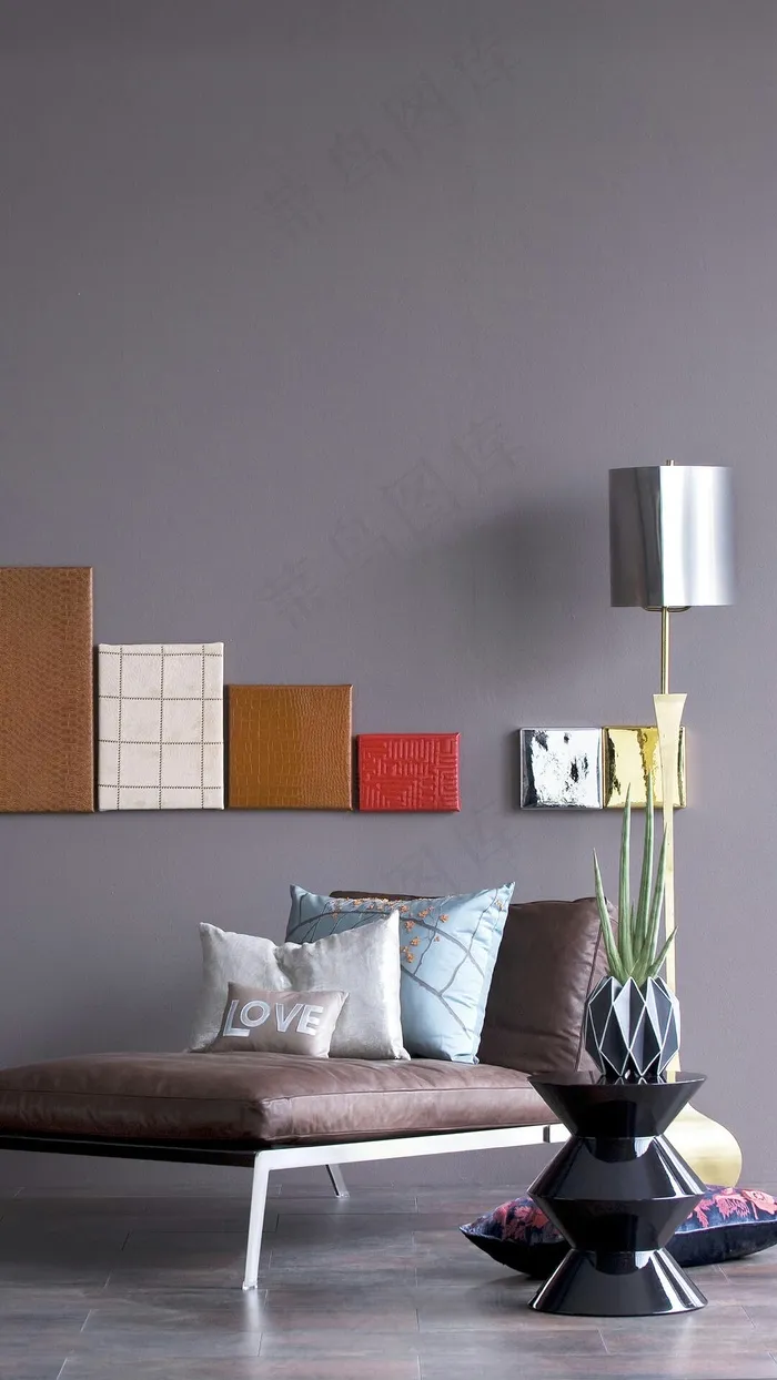 床与壁画高清摄影图片