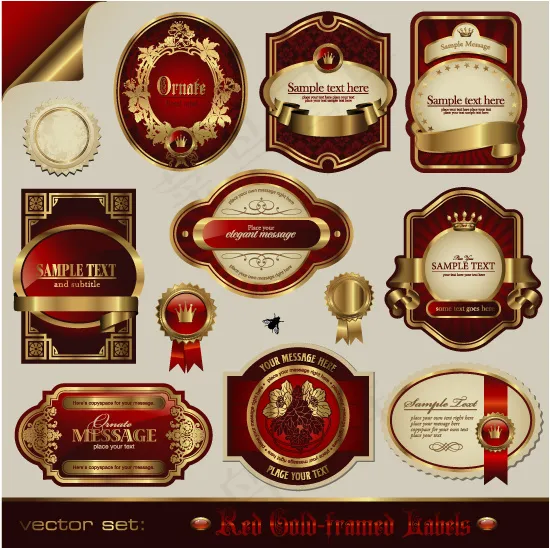 奢华金色花纹标帖eps,ai矢量模版下载