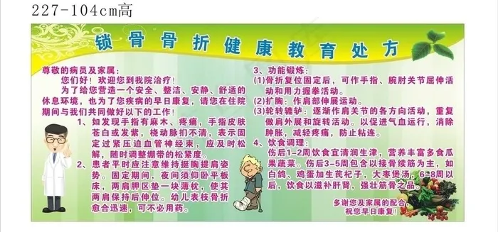 锁骨骨折健康教育处方宣传栏图片cdr矢量模版下载