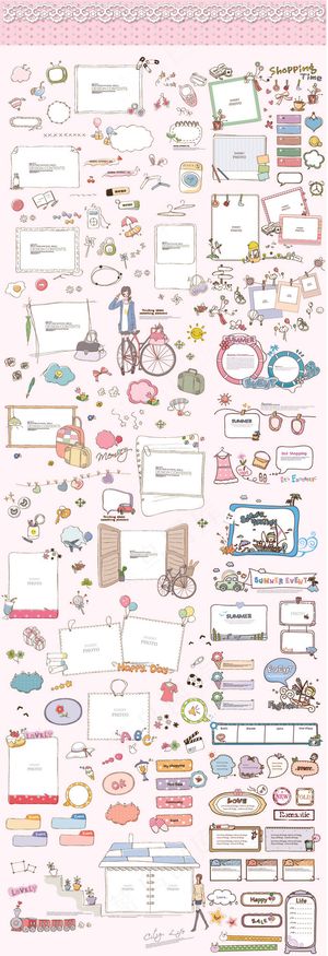 卡通边框AI矢量花边元素素材