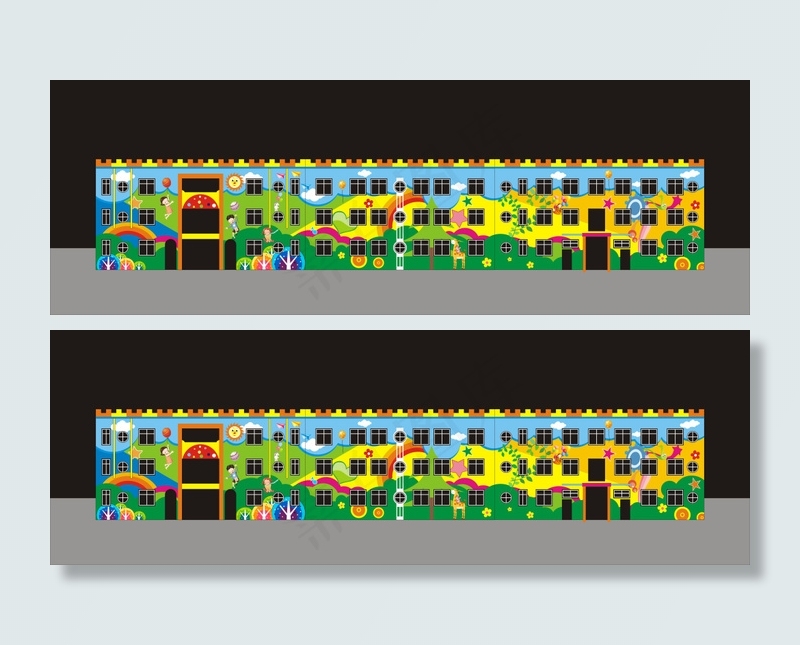 幼儿园墙体彩绘设计cdr矢量模版下载