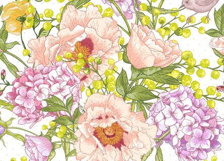 手绘唯美春天花卉艺术背景矢量素材