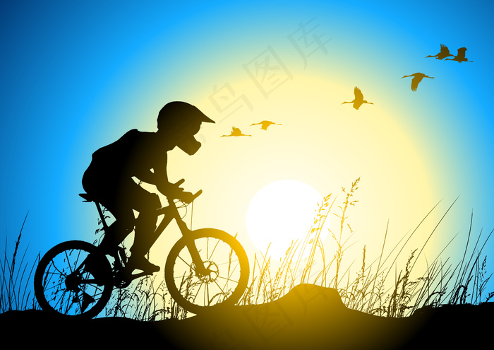 太阳下单车赛车手