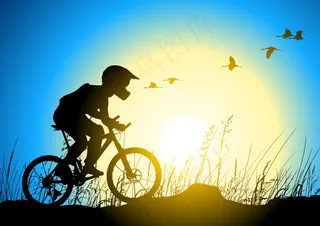 太阳下单车赛车手