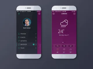 ios天气应用ui设计psd素材