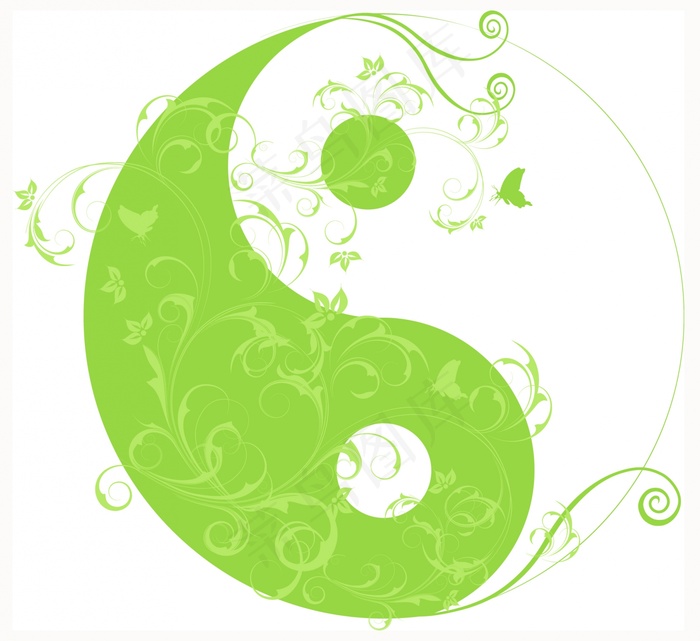 花的阴阳符号ai矢量模版下载