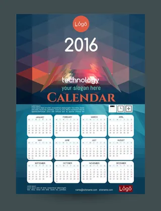 2016猴年日历模板矢量素材V.38