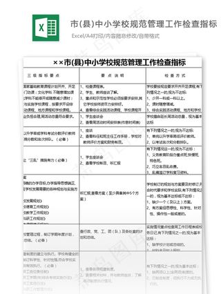 市(县)中小学校规范管理工作检查指...