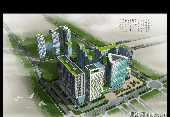住宅小区效果图设计素材图片