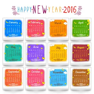 2016猴年日历模板矢量素材V.54