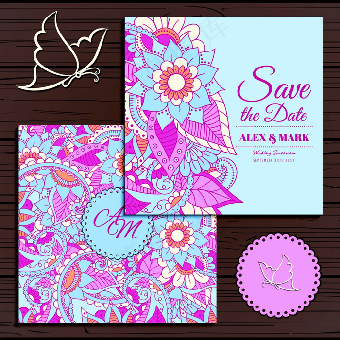 花纹背景邀请卡设计素材图片