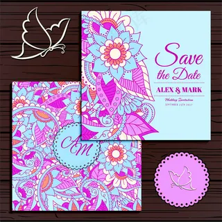 花纹背景邀请卡设计素材图片