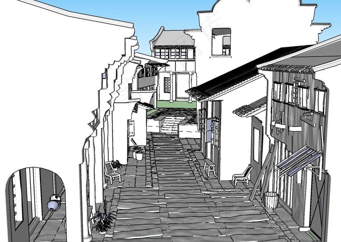 徽派建筑3D模型