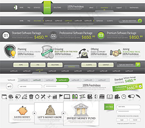 精致网页设计元素矢量素材eps,ai矢量模版下载
