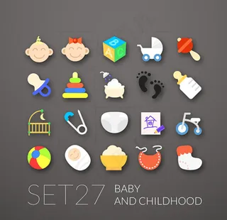 时尚扁平化母婴用品图标图片