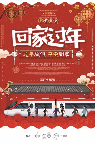 回家过年平安春运海报设计
