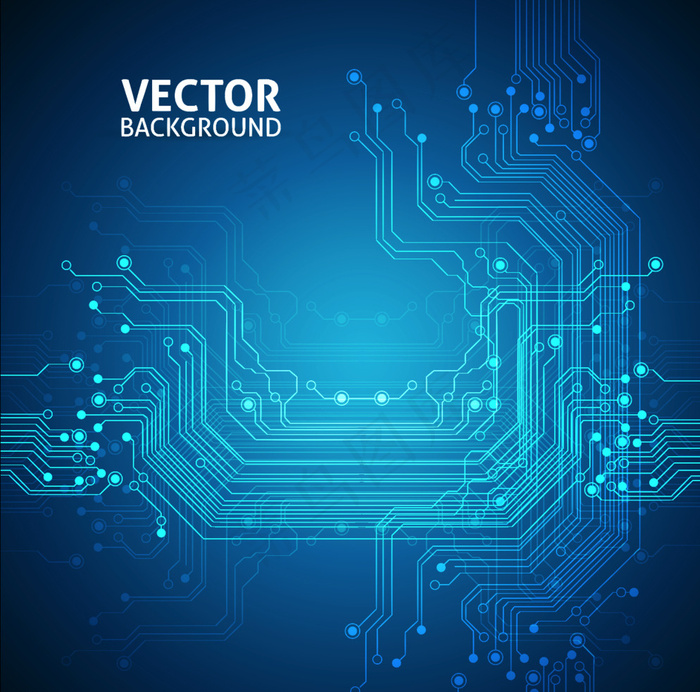 蓝色科技感电路板矢量背景图片