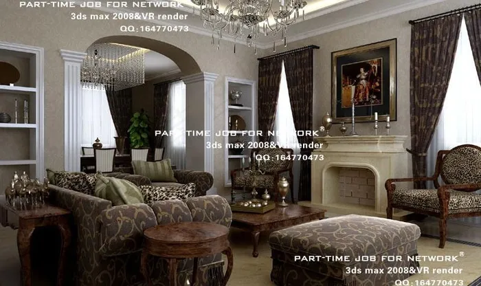 欧式客厅3dsmax室内设计模型v...