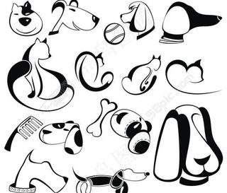 可爱动物剪影矢量图片