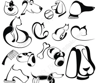 可爱动物剪影矢量图片