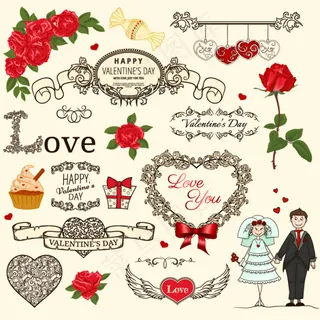 创意婚礼装饰花纹矢量素材